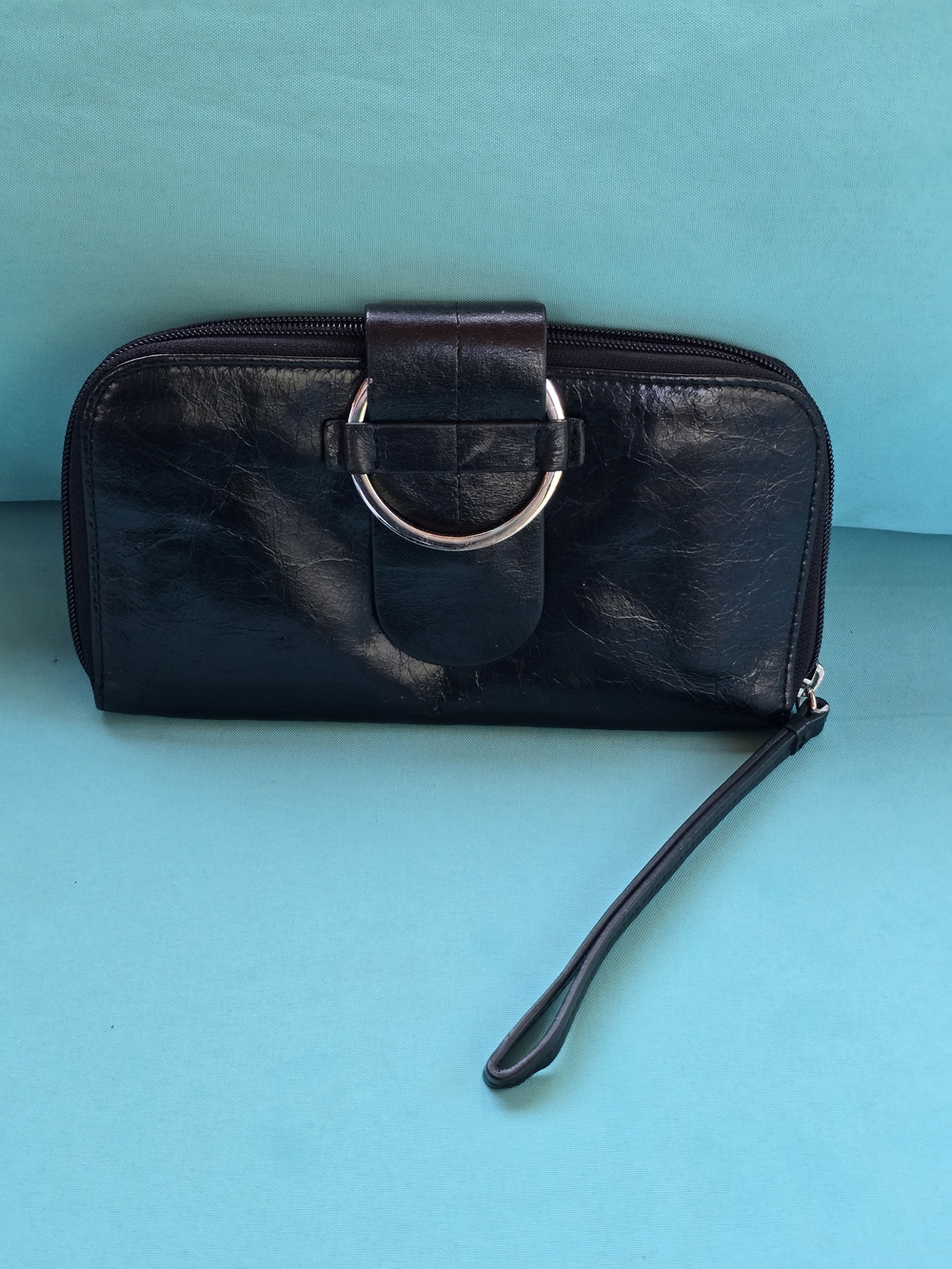Ginger Michelle Italian Leather Wallet Wristlet - Black